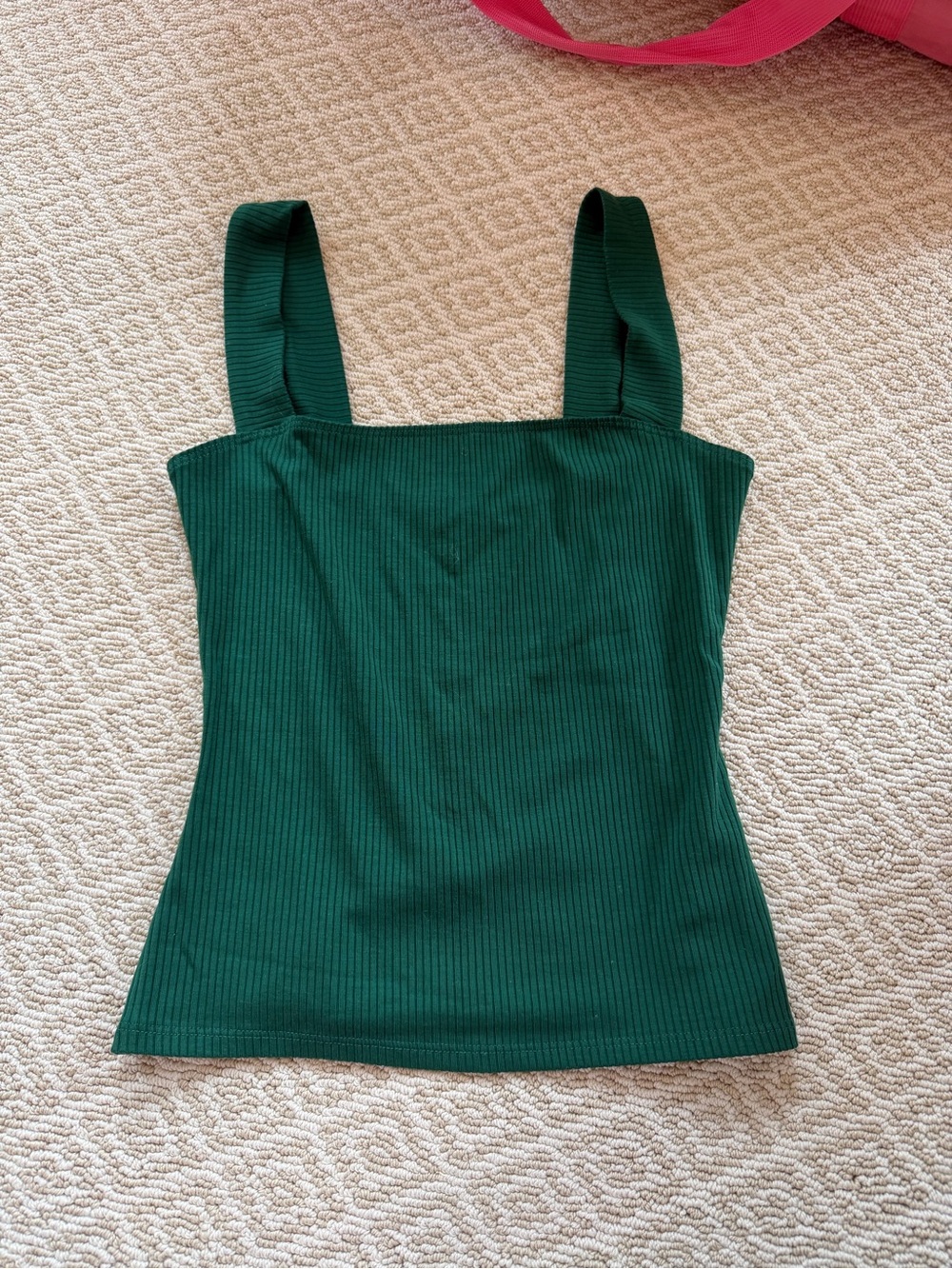Reformation Emerald Green Ribbed Square-Neck Tank Size XS